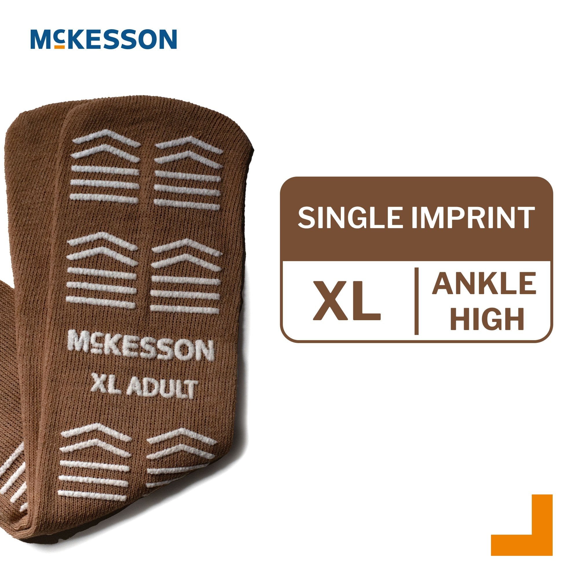 McKesson Slipper Socks, Unisex Adult X-Large, Single Imprint, Tan, 48 Pairs Per CS