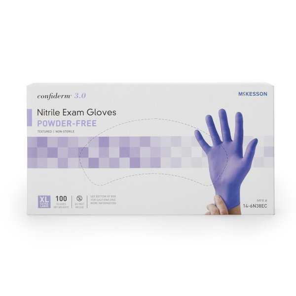 McKesson Confiderm® 3.0 Nitrile Exam Glove, Extra Large, Blue