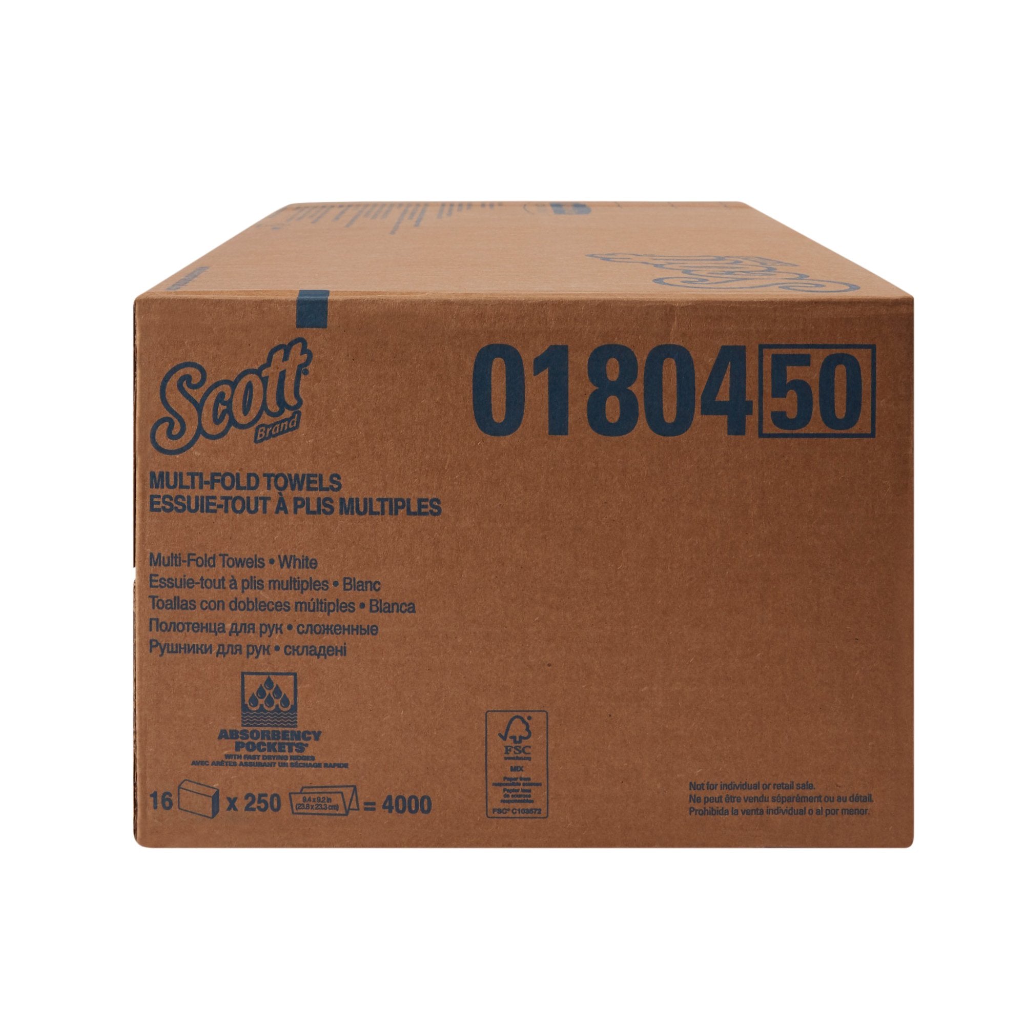Scott® Essential Multi-Fold Paper Towels, (01804) White, 250 Sheets Per Pack
