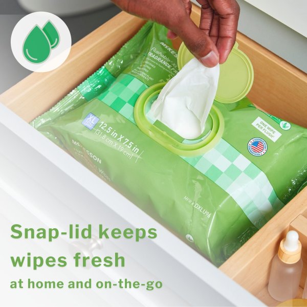 McKesson XL Flushable Scented Wipes – Plant-Based, Gentle & Travel-Friendly (48 Per Pack)