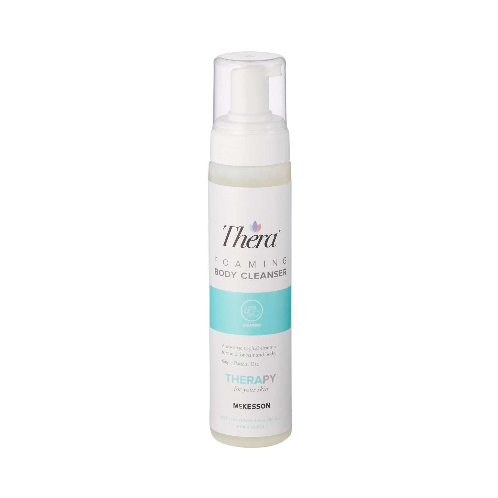 McKesson Thera rinse‑free foaming shampoo and body wash 9 oz pump bottle