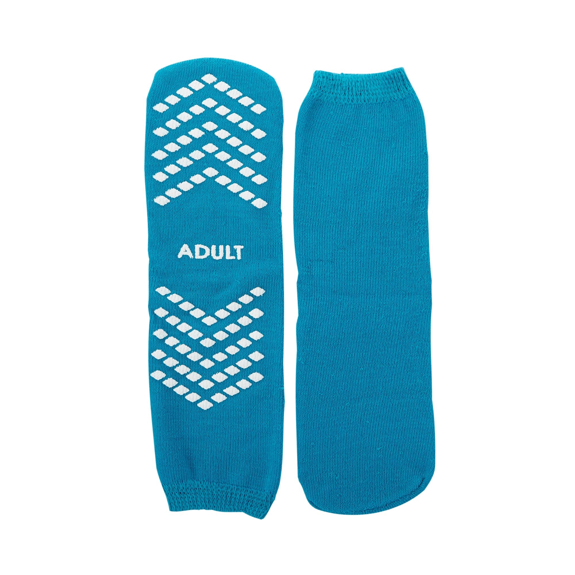 McKesson Single Tread Slipper Socks - Large, Teal, Slip-Resistant