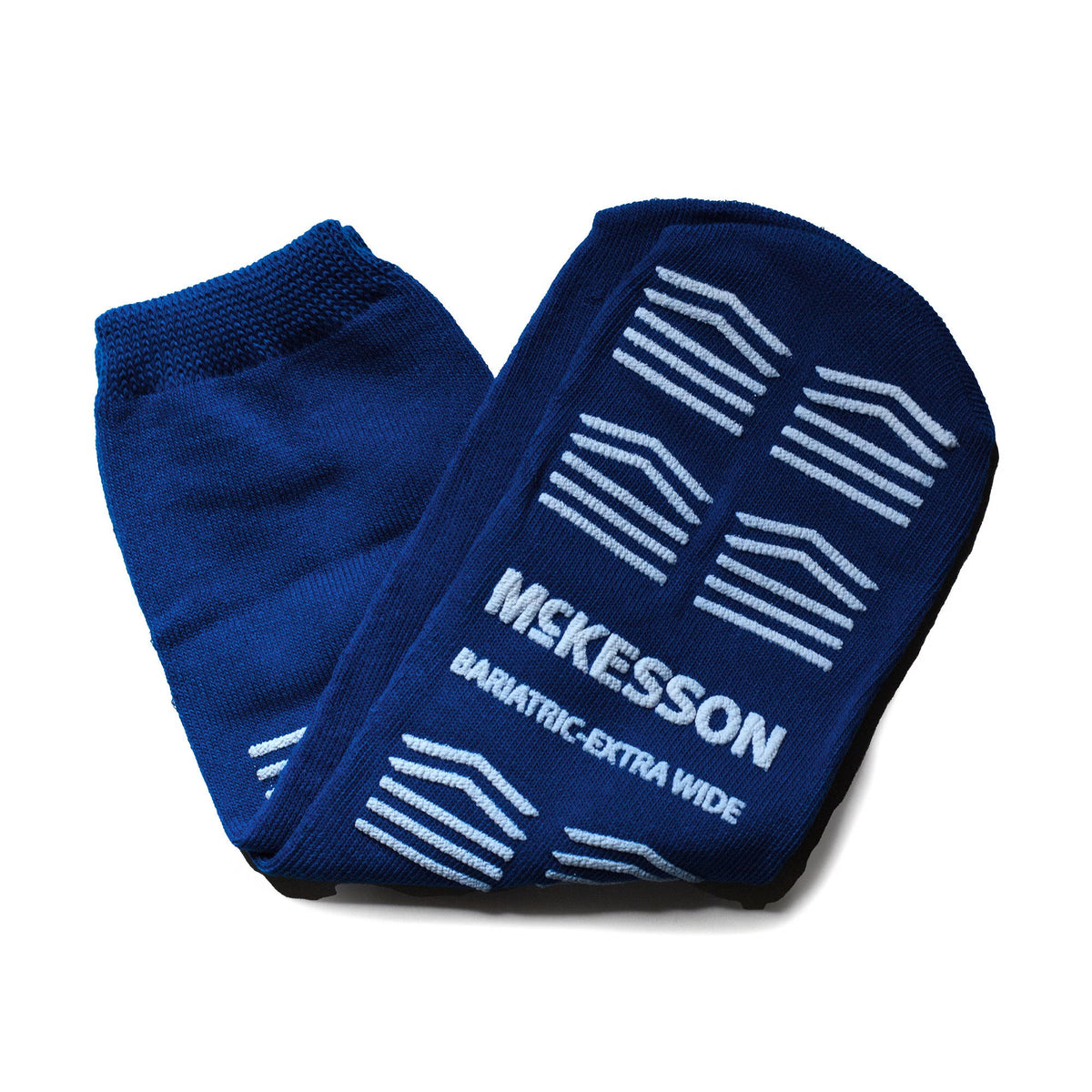 McKesson Adult Bariatric X-Wide Double Imprint Royal Blue Slipper Socks - Double tread non-slip sole with McKesson Bariatric-Extra Wide imprint for safe indoor use