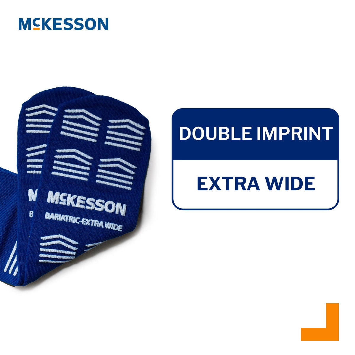 McKesson Adult Bariatric X-Wide Double Imprint Royal Blue Slipper Socks - Double Imprint Extra Wide Bariatric ankle high showing non-slip tread sole pattern