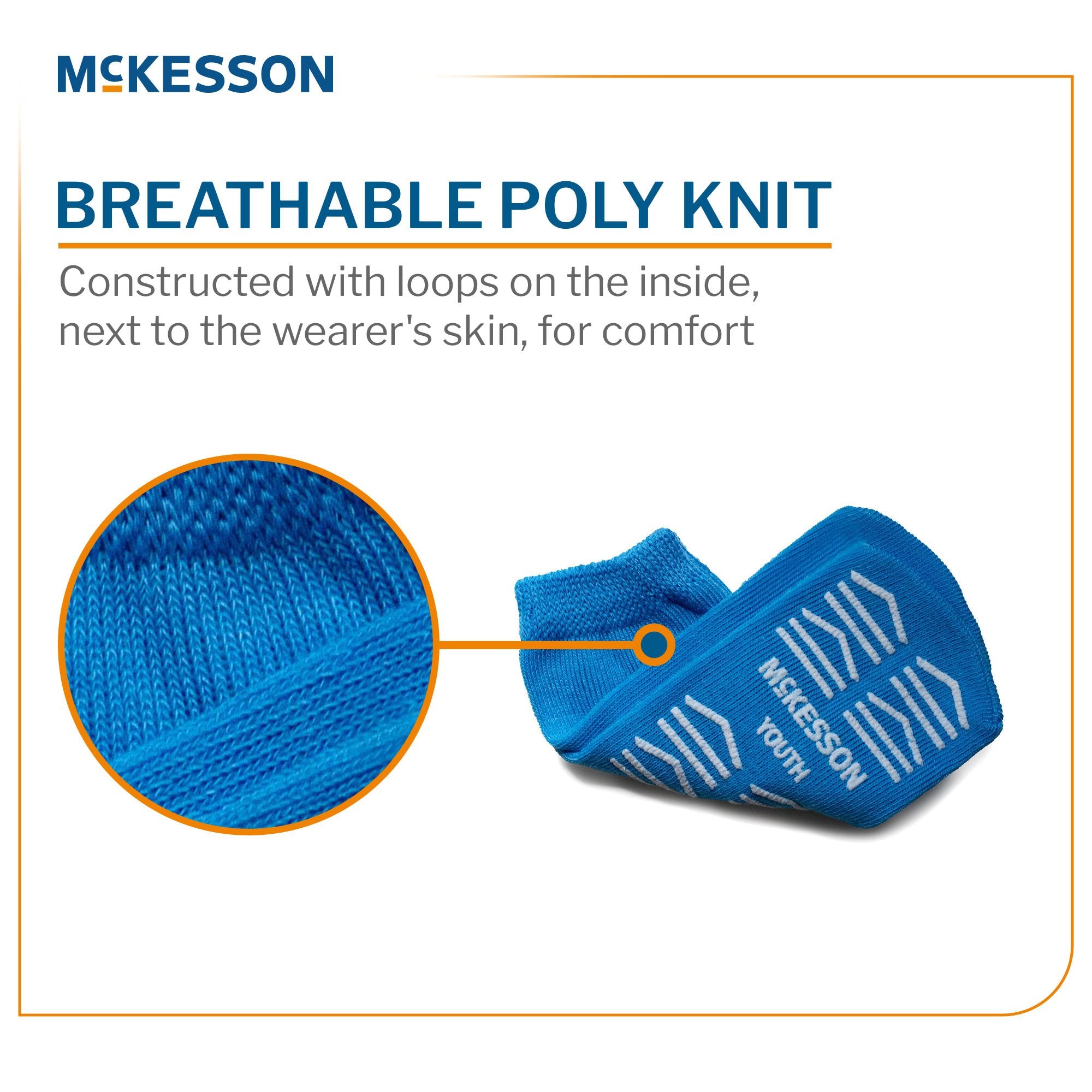 McKesson Slipper Socks, Unisex, Youth Single Tread Single, 48 Pairs Per CS, Blue