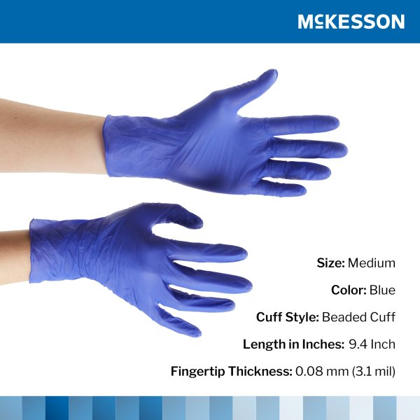 McKesson Confiderm® 3.0 Nitrile Exam Glove, Medium, Blue