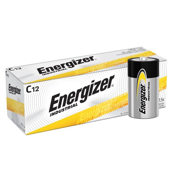 Energizer Industrial Alkaline C Batteries, 1.5 Volt, EN93 (1 Case of 72)