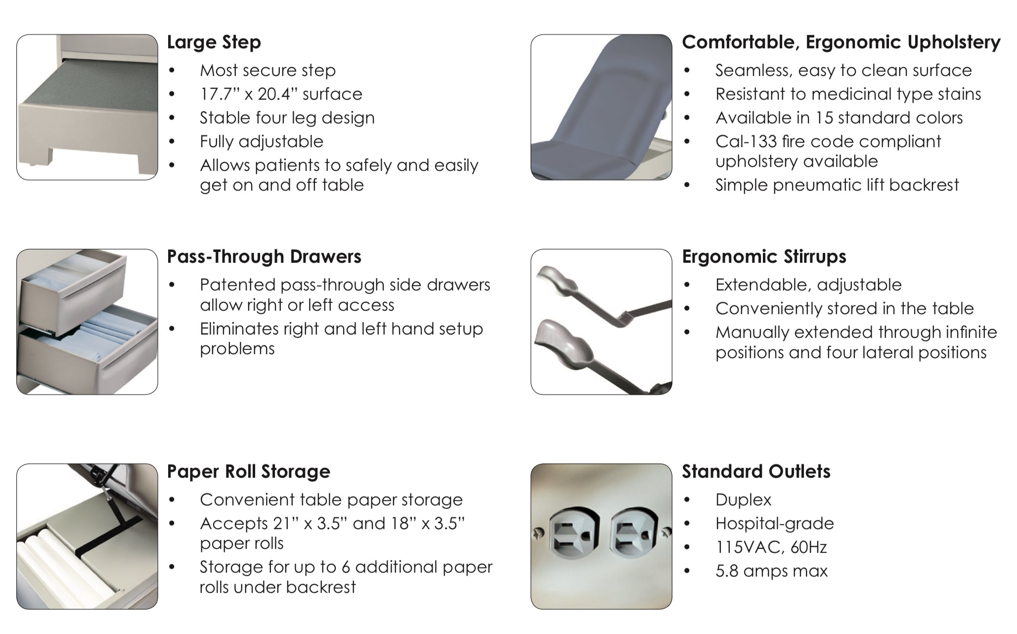 Access Exam Table w/Stirrups & Electrical Outlet (5000)