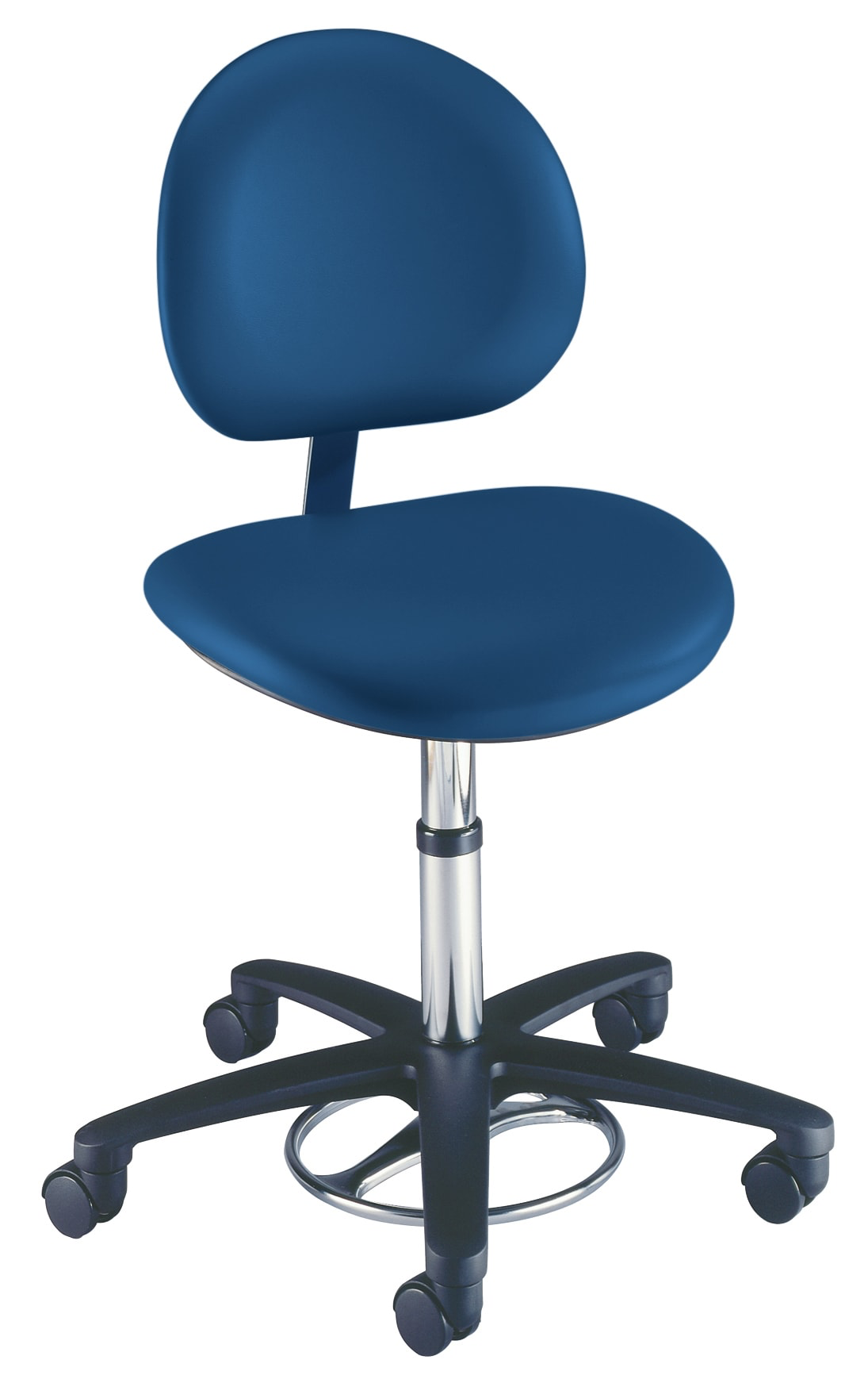 Surgeon foot-operated stool (w/ backrest)