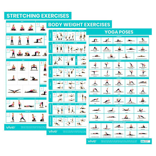 Laminated Exercise Posters for Stretching, Body Weight and Yoga Poses