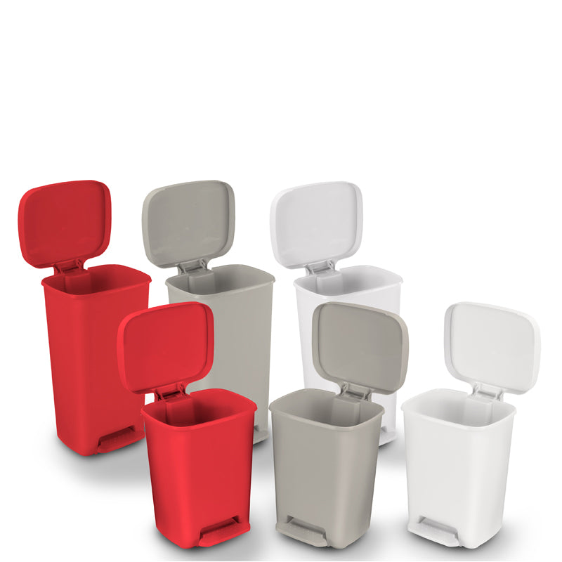 Step on Plastic Trash Cans (Red, Beidge, White)