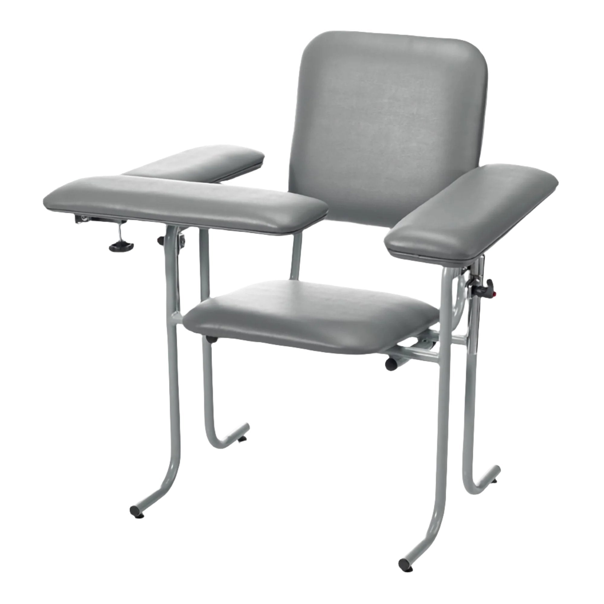 The durable solid steel frame, robust weight capacity, and adjustable levelers on all four chair legs help improve strength and stability. 