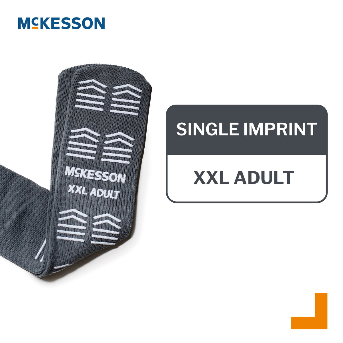 McKesson Adult XXL Gray Slipper Socks - Single Imprint XXL Adult showing non-slip tread sole pattern