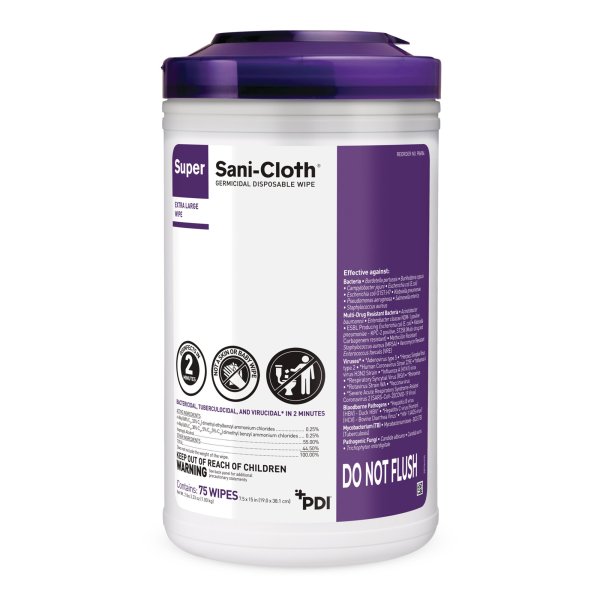 Super Sani-Cloth extra large disinfectant wipes canister for surface cleaning