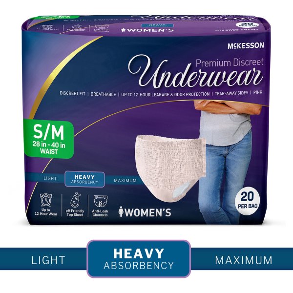 McKesson Premium Discreet Heavy Absorbency Pull-On Underwear Adult Small/Medium Female